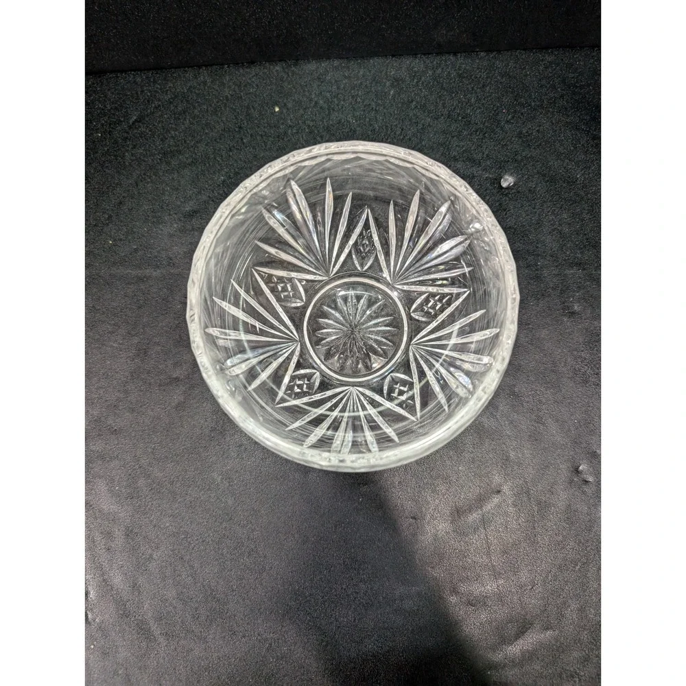 Diamond Fan Pattern Cut Crystal Bowl, Scalloped Edge, 4.5